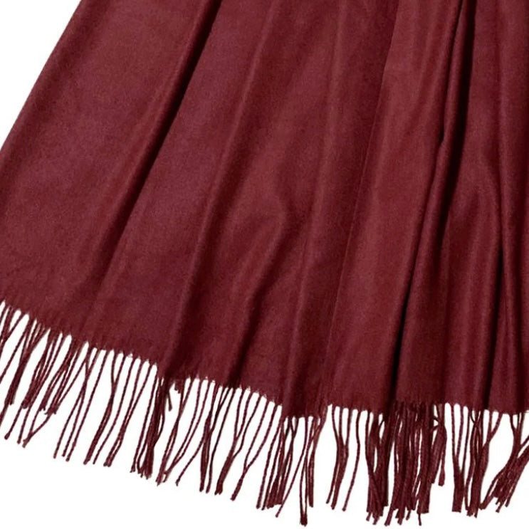 Soft Plain Cashmere Tassel Scarf