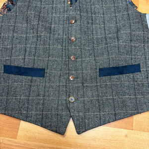 Herringbone Grey/Black Waistcoat 46R