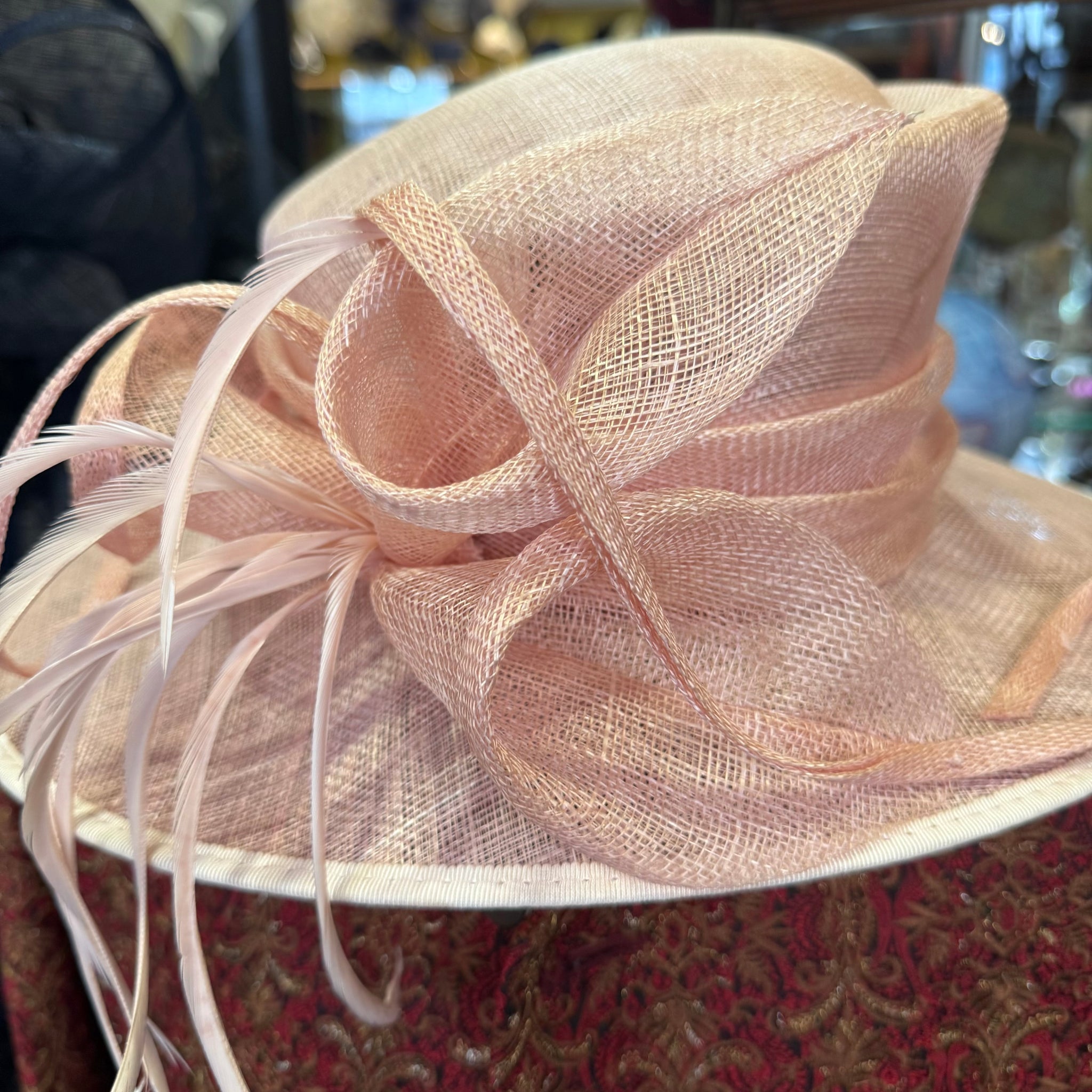 Peach Large Brim Sinamay Hat
