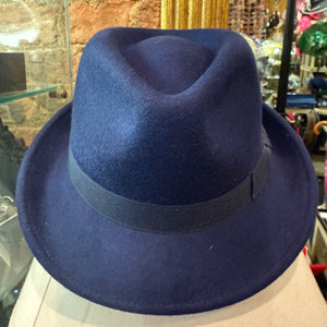 Classic Clarke Navy Wool Trilby Hat