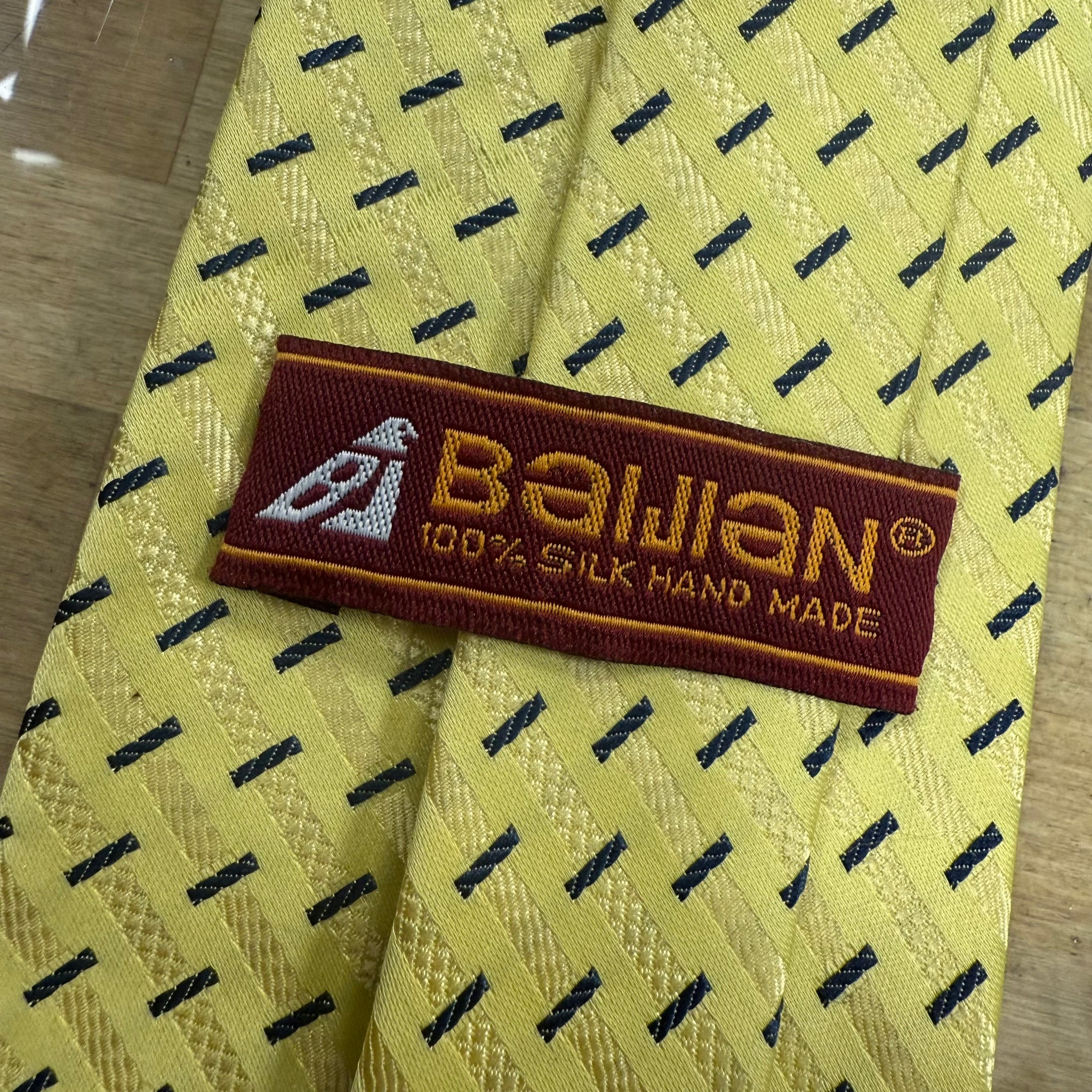 Silk Tie - Yellow/Navy Baijian