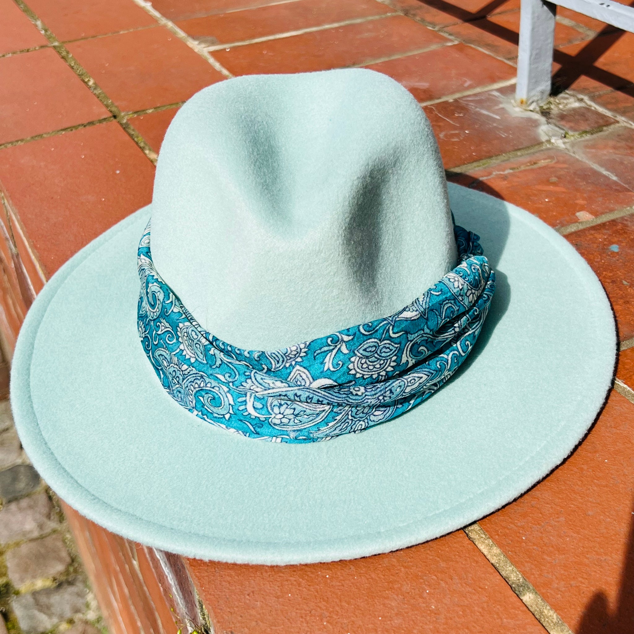 Unique Light Green Fedora with Custom Band