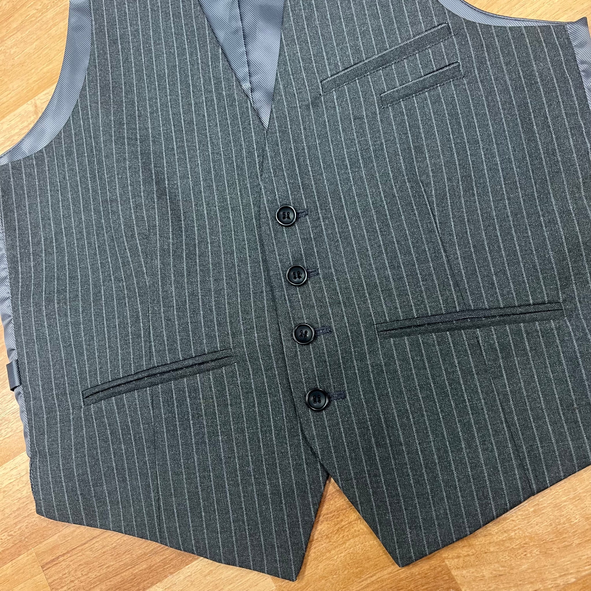 Grey Pinstripe Waistcoat by Butler & Webb