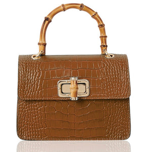 Tammy Leather Box Cross Body Bamboo Grab Bag