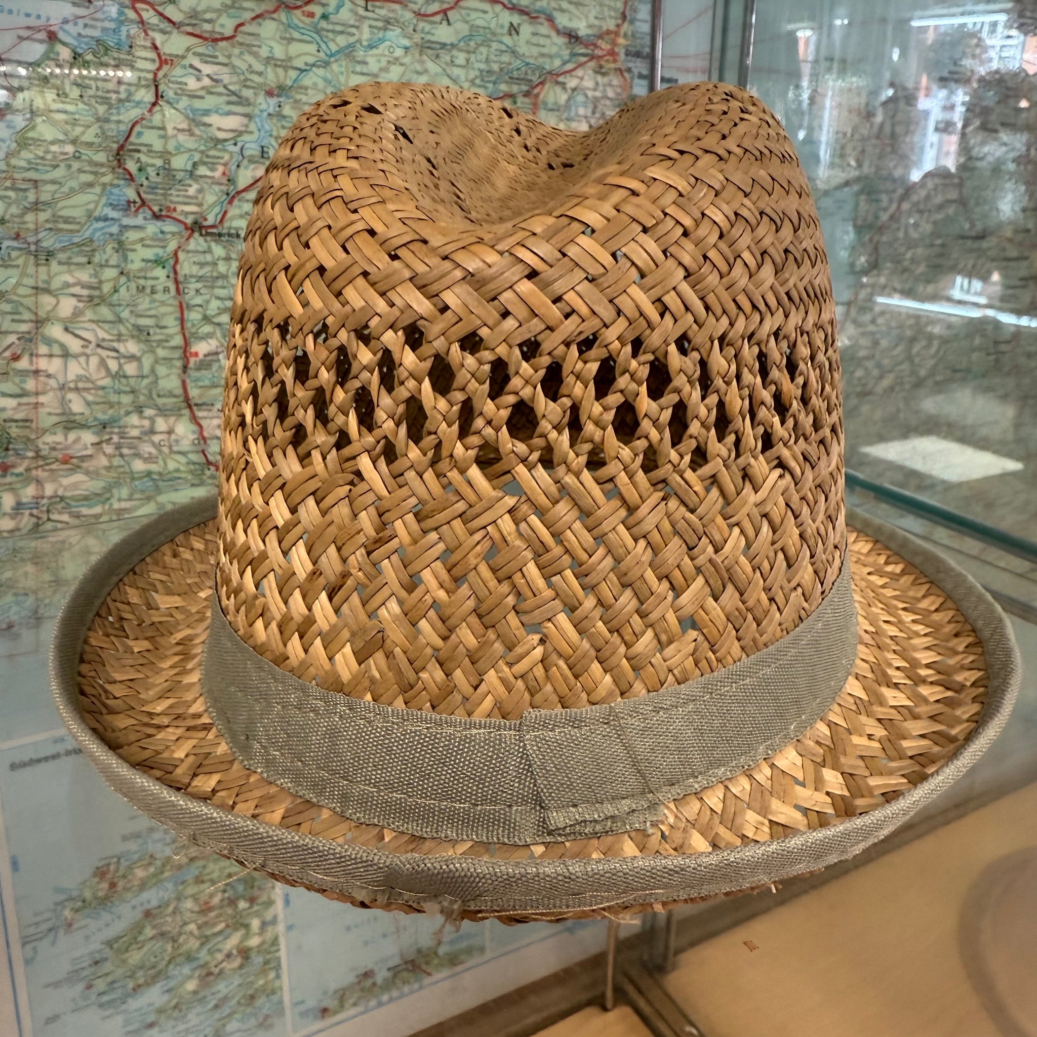 Woven Summer Hat with Olive Trim