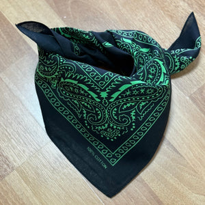 Square Black/Green Paisley Bandana