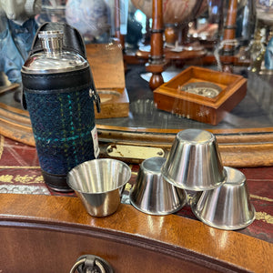 Harris Tweed Drinks Flask With Four Cups