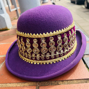 Unique Purple and Gold Bowler Hat