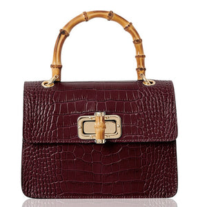Tammy Leather Box Cross Body Bamboo Grab Bag
