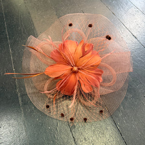 Racheal Netted Feather Flower Fascinator