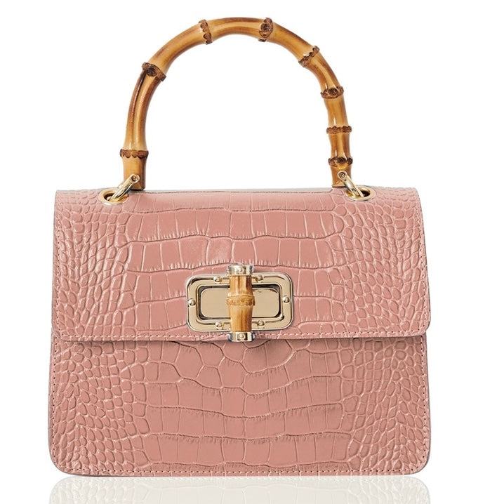 Tammy Leather Box Cross Body Bamboo Grab Bag
