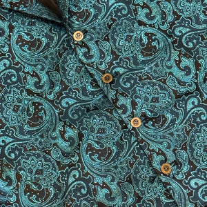 Waistcoat - Turquoise Black  Patterned (L)