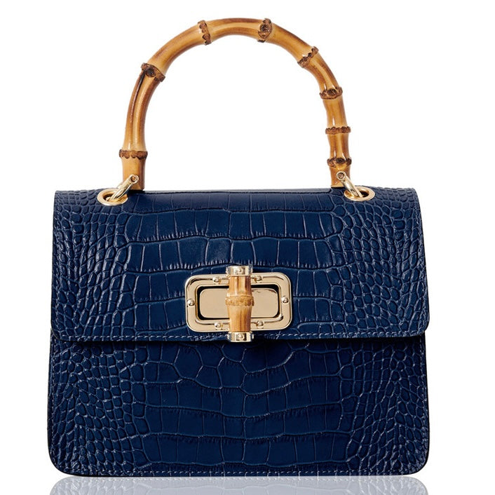 Tammy Leather Box Cross Body Bamboo Grab Bag