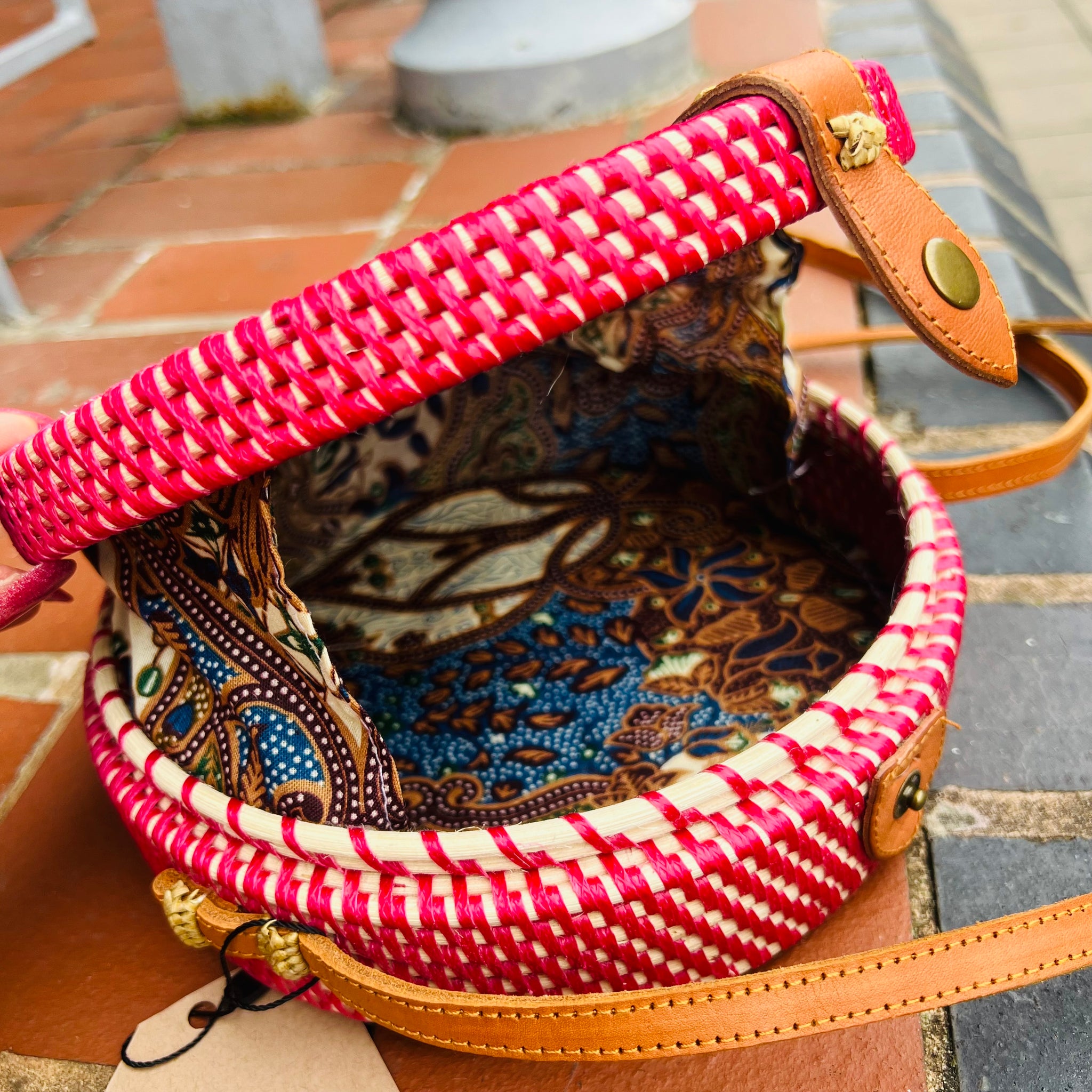 Myla Round Rattan Crossbody Bag