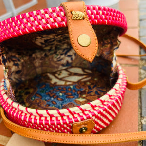 Myla Round Rattan Crossbody Bag