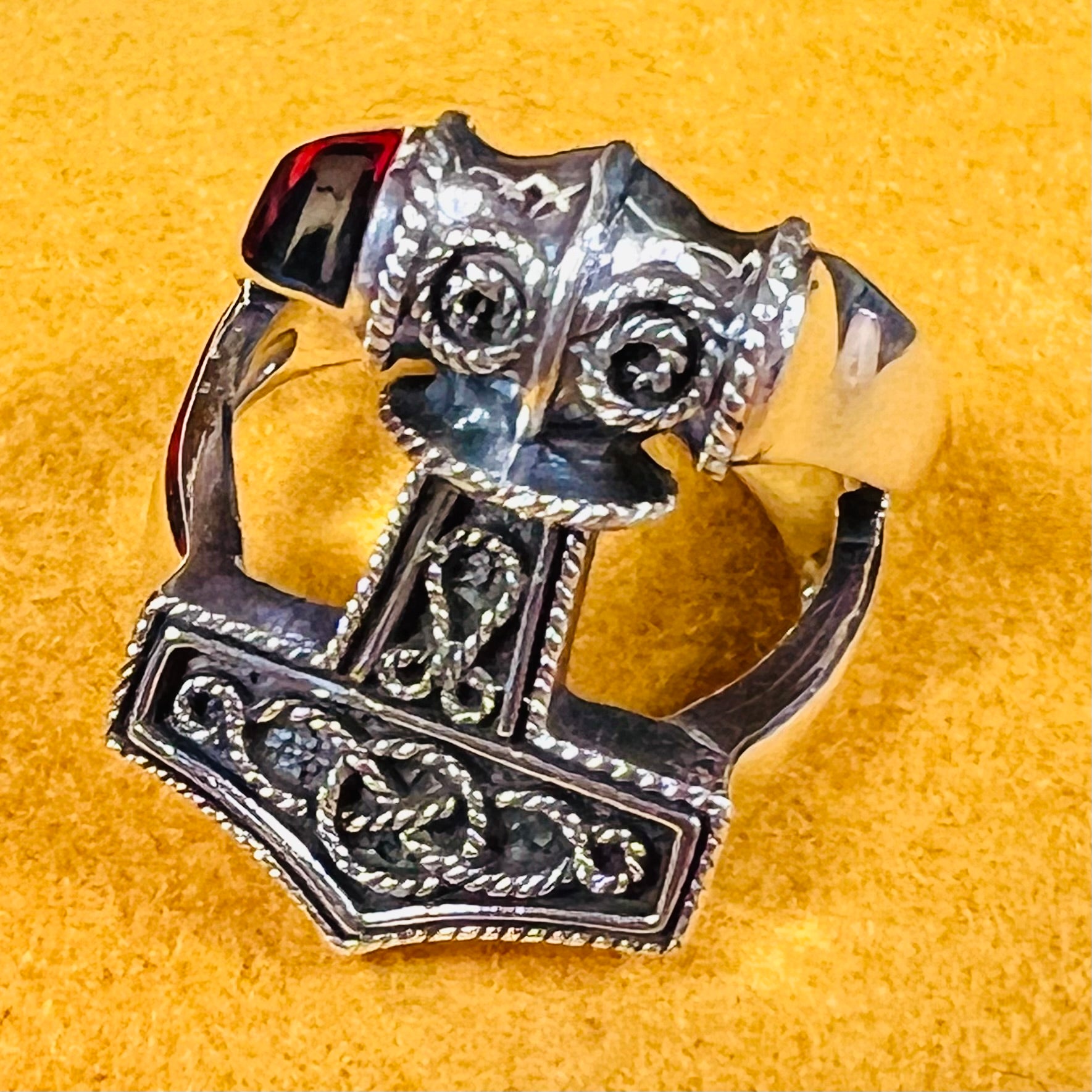 925 Sterling Silver Large Thor’s Hammer Ring