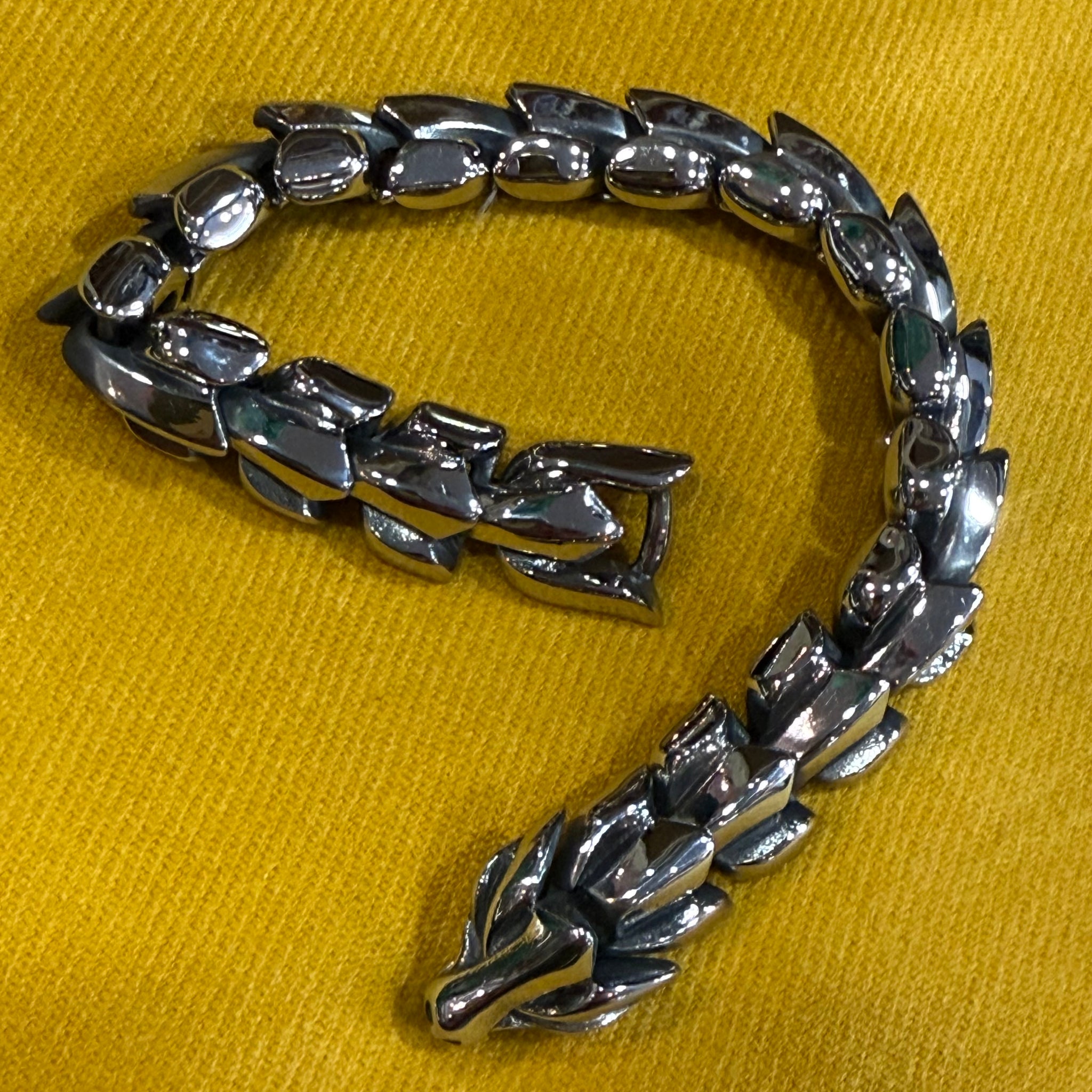Polished Steel Bracelet - Flexi Dragon