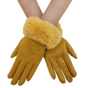 Yvette Suedette Gloves With Faux Fur Trim