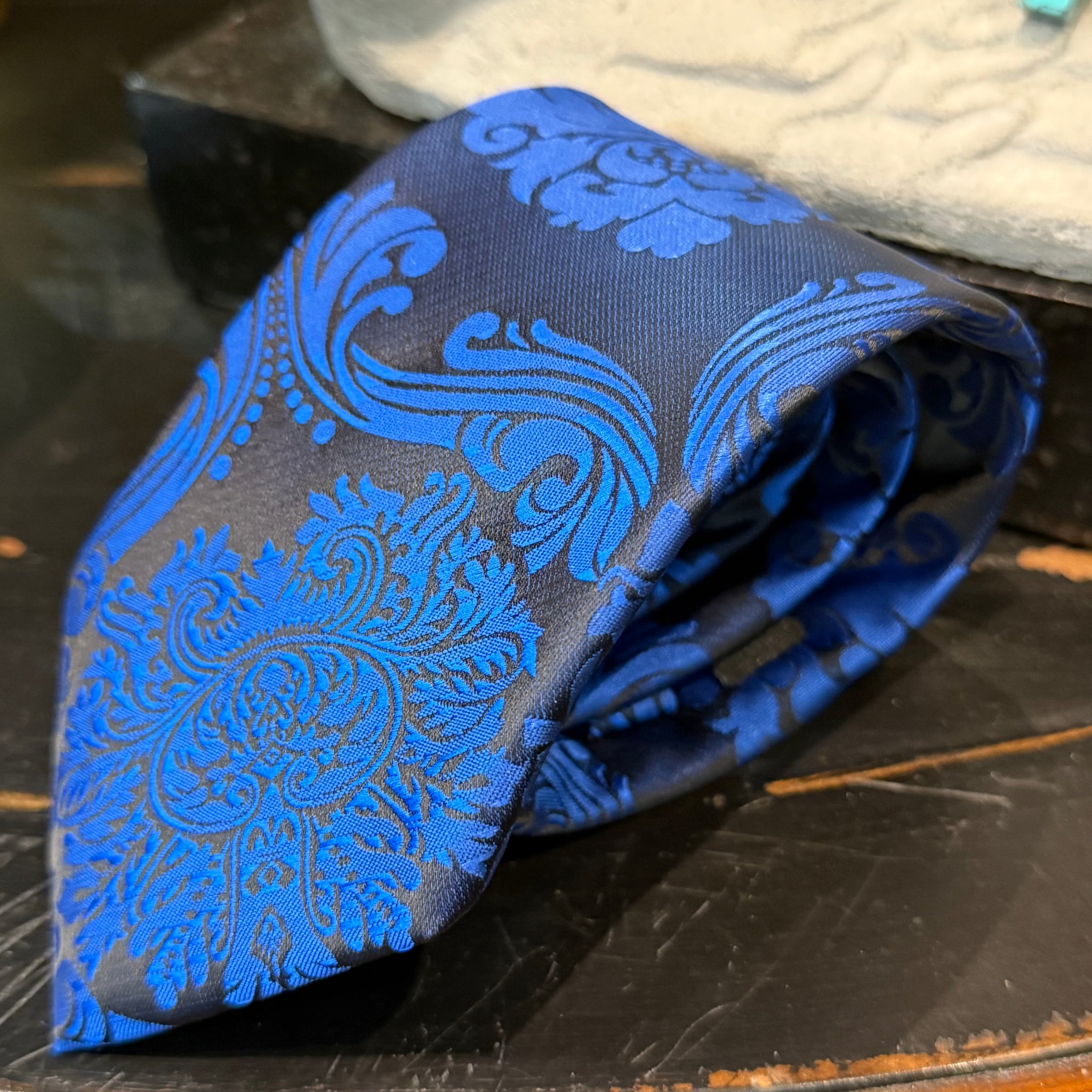 Black & Royal Blue Waistcoat Tie & Pocket Square Set