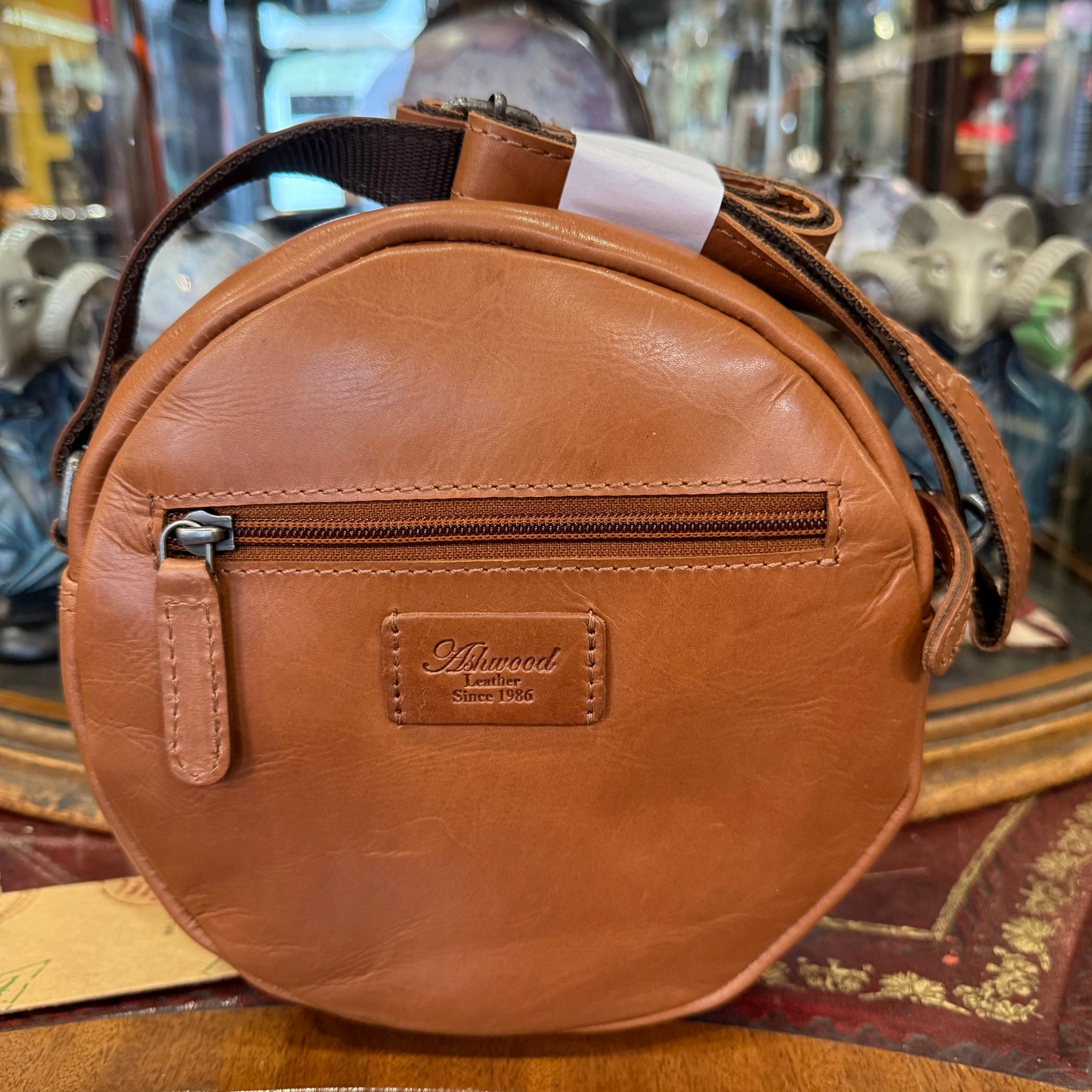 LuLu Round Leather Crossbody Bag