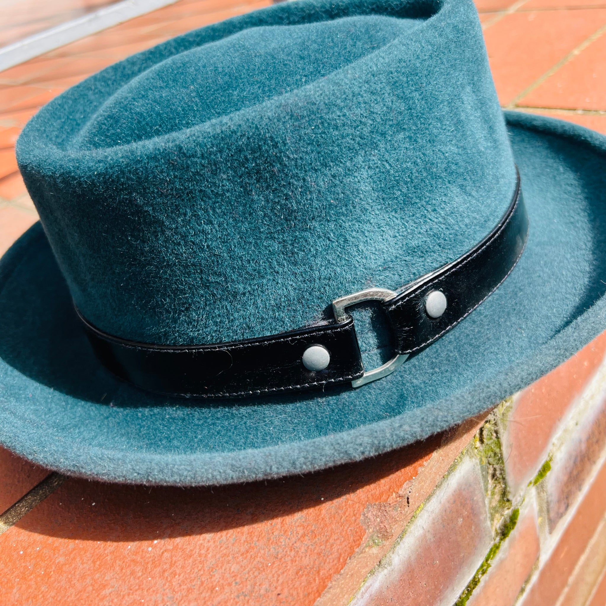 Dark Teal Fur Felt Pork Pie Hat