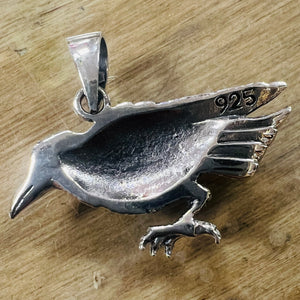 925 Sterling Silver Crow Pendant