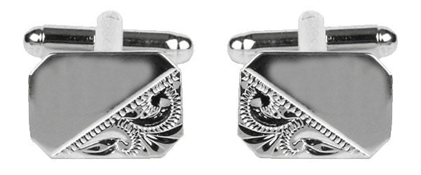 Cut Corner Engraved Cufflinks