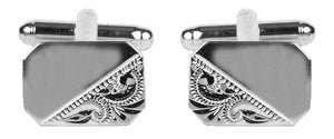 Cut Corner Engraved Cufflinks