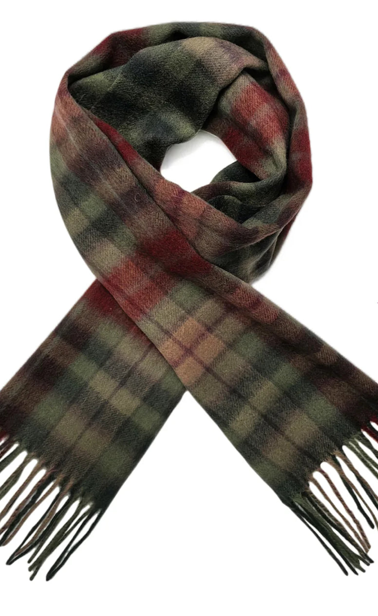 Multi Check Print Wool Scarf