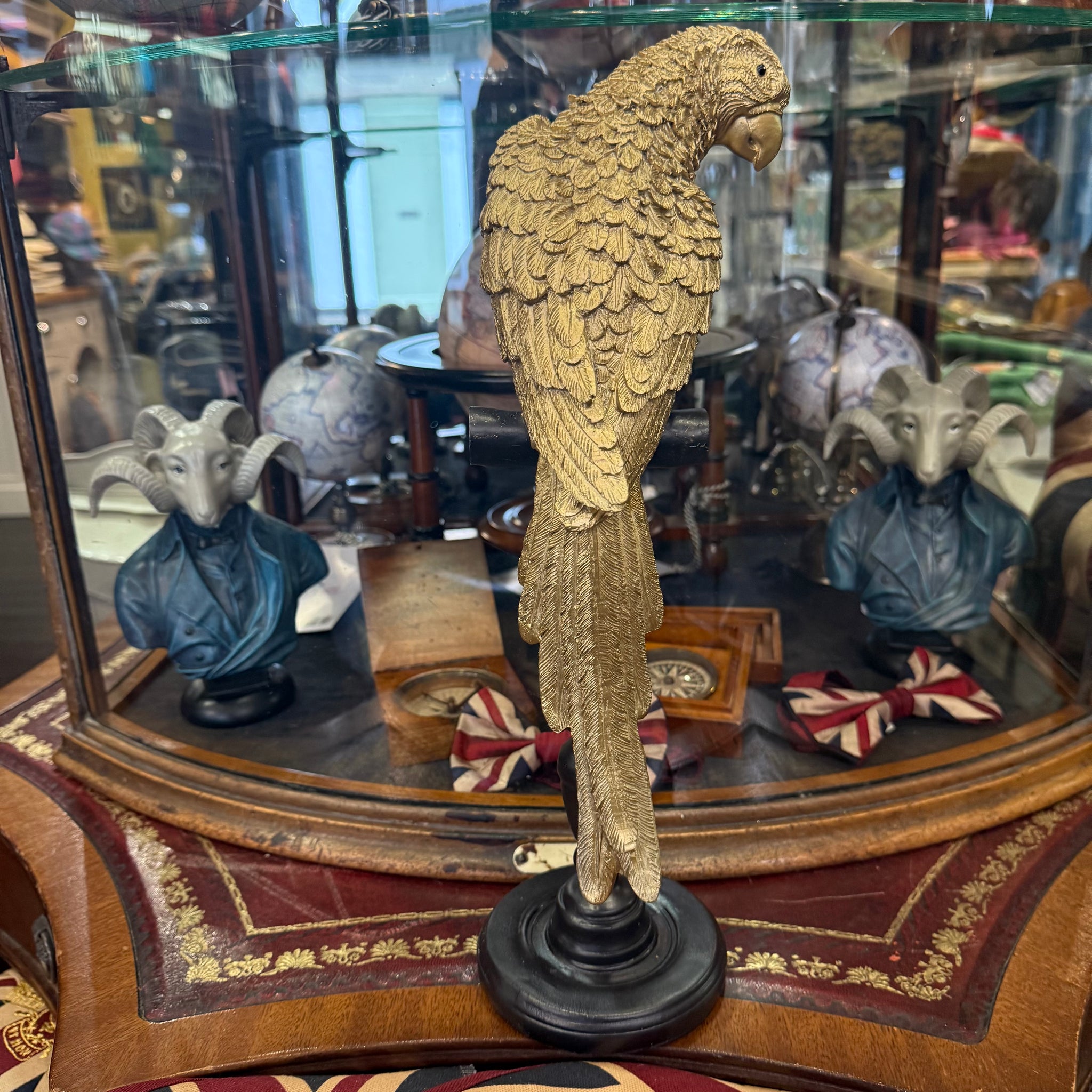 Gilded Parrot on Black Stand