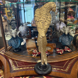 Gilded Parrot on Black Stand