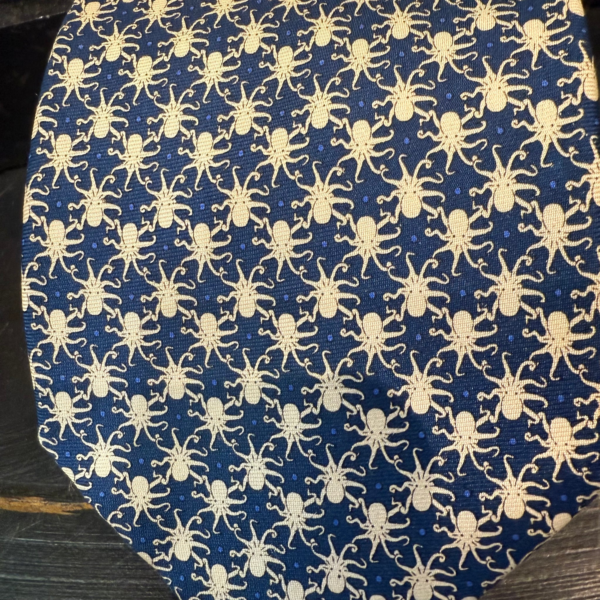 Silk Tie - Navy Octopus Design by Osborne