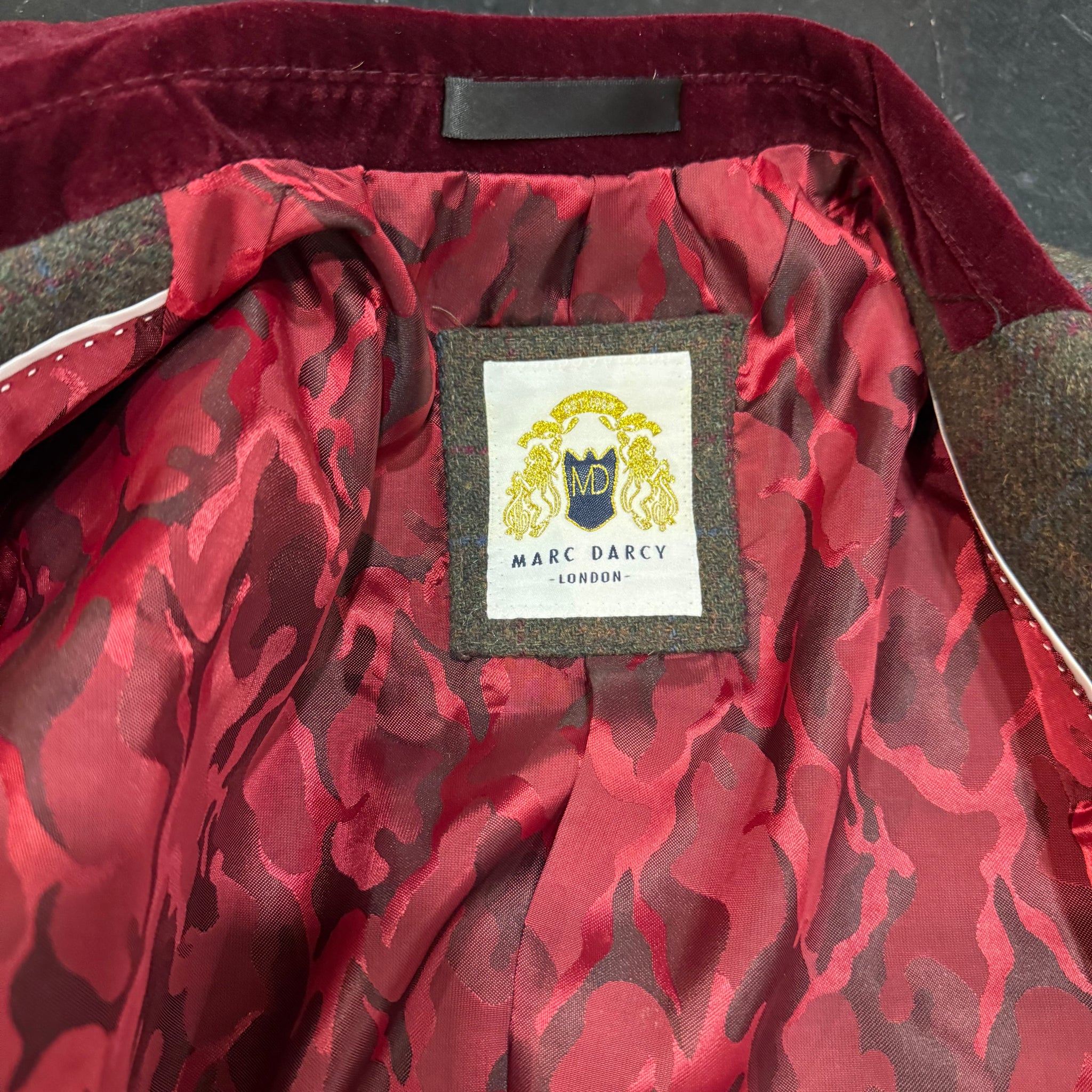 Tweed Jacket With Velvet Burgundy Details