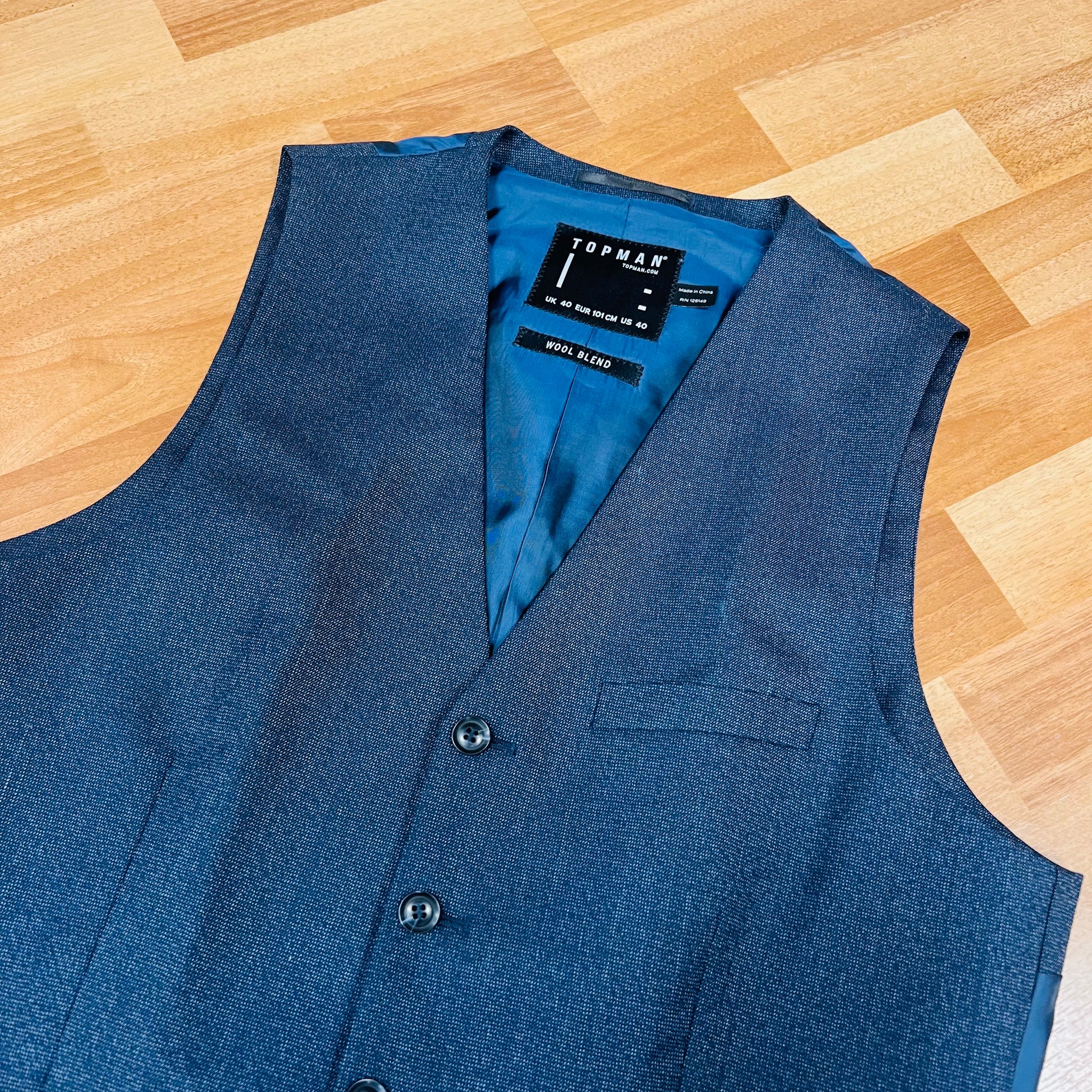 Navy Waistcoat by Topman 40R