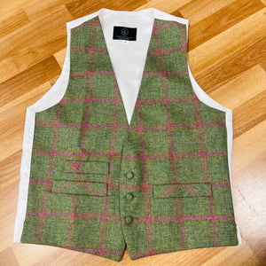 Moss Green Windowpane Check Tailored Waistcoat (42R)