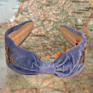 Gold Sequinned Cornflower Blue Headband