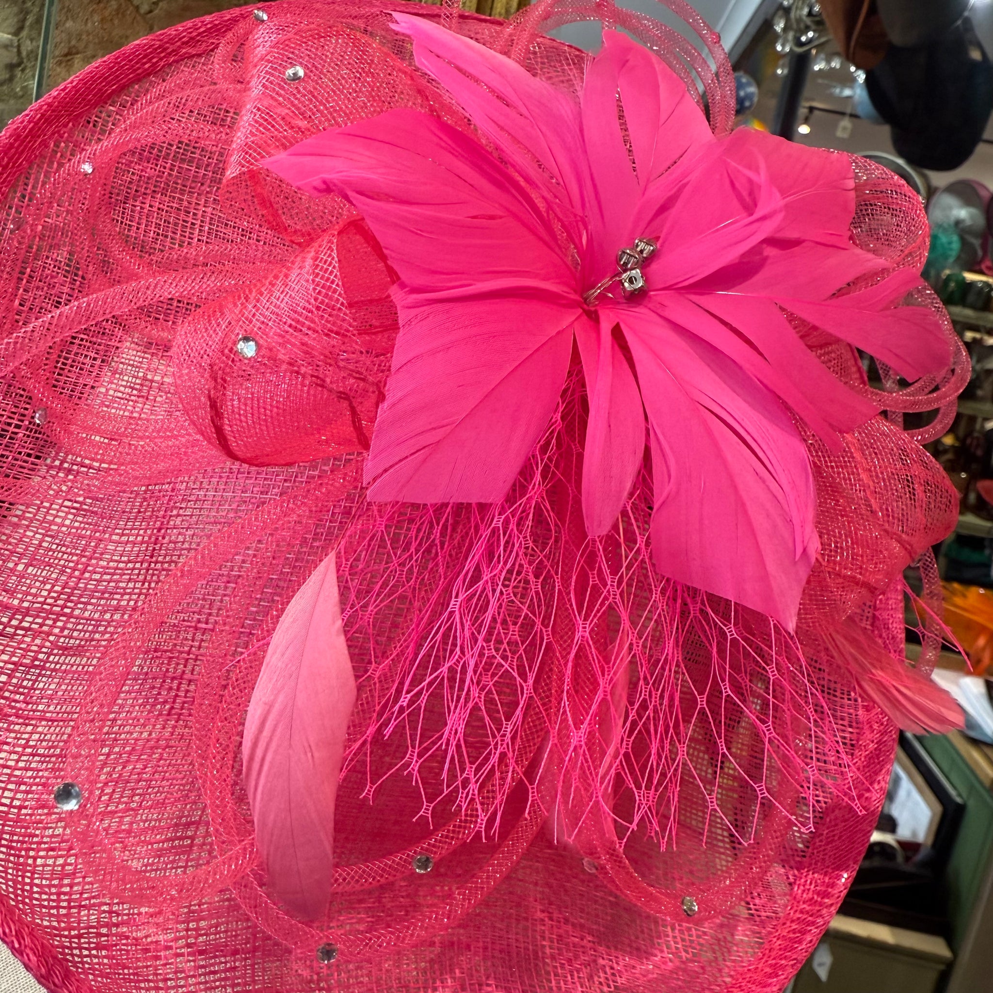 Barbara Sinamay Facinator With Feather Flower
