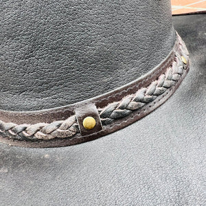 Genuine Brown Leather Cowboy Hat