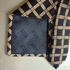 Silk Black and Gold Check Tie