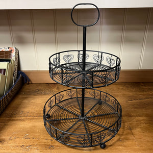 French Wire two tier wire work round rack