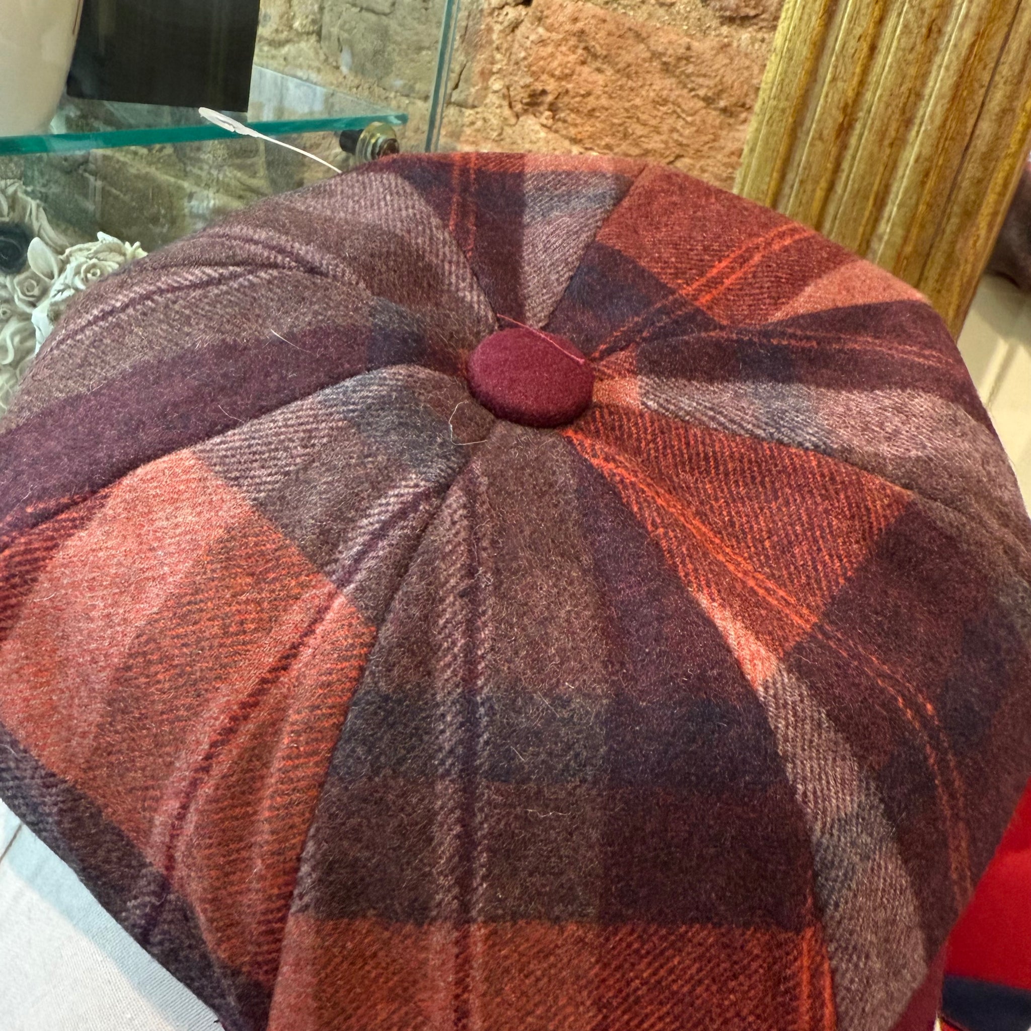Lucinda Wool Burgundy Tweed Baker Boy Cap