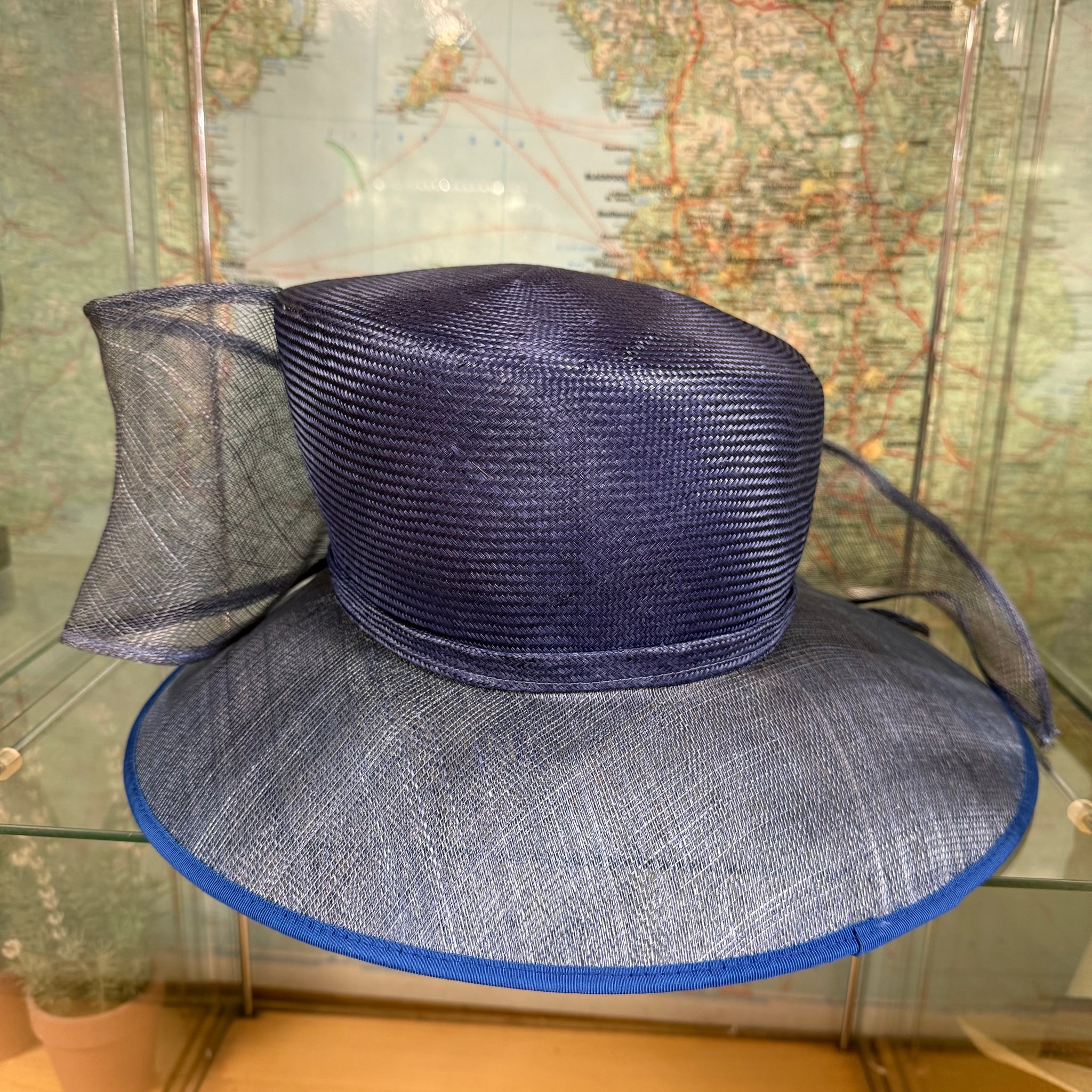 Wide Brim Blue Sinamay Zarah Hat