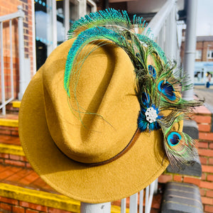 Large Sabina Peacock Feather & Diamanté Corsage