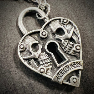 Pewter Eternity Heart Lock & Key Double Necklace