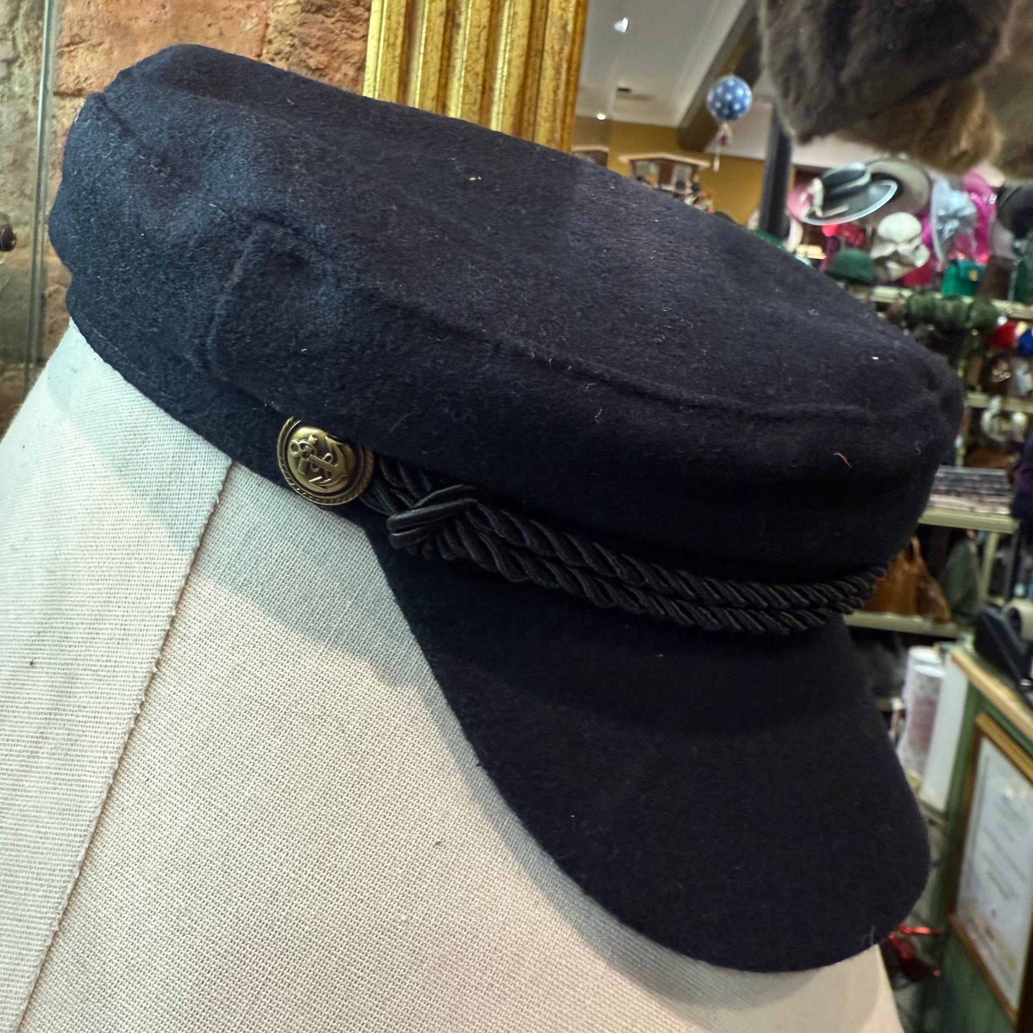 Wool Oundle Captains Cap With Two Buttons
