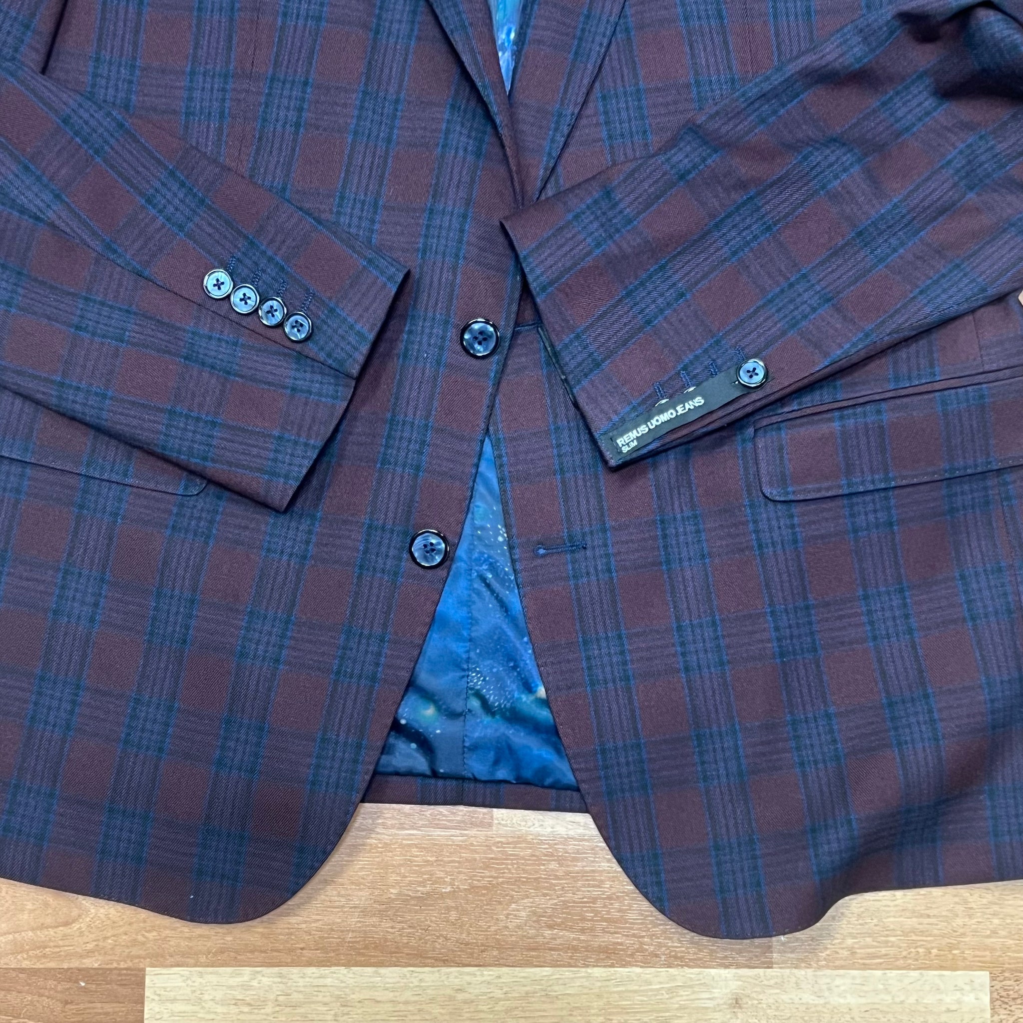 Burgundy/Navy Check Jacket 46R