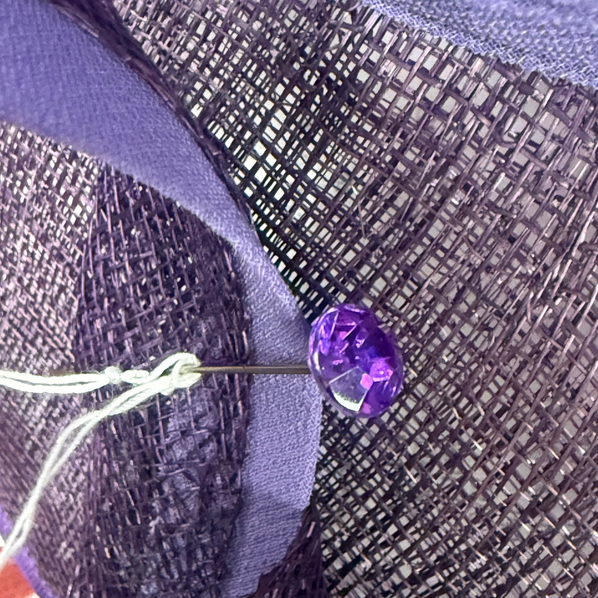Purple Sinamay Special Occasion Hat With Lilac Band