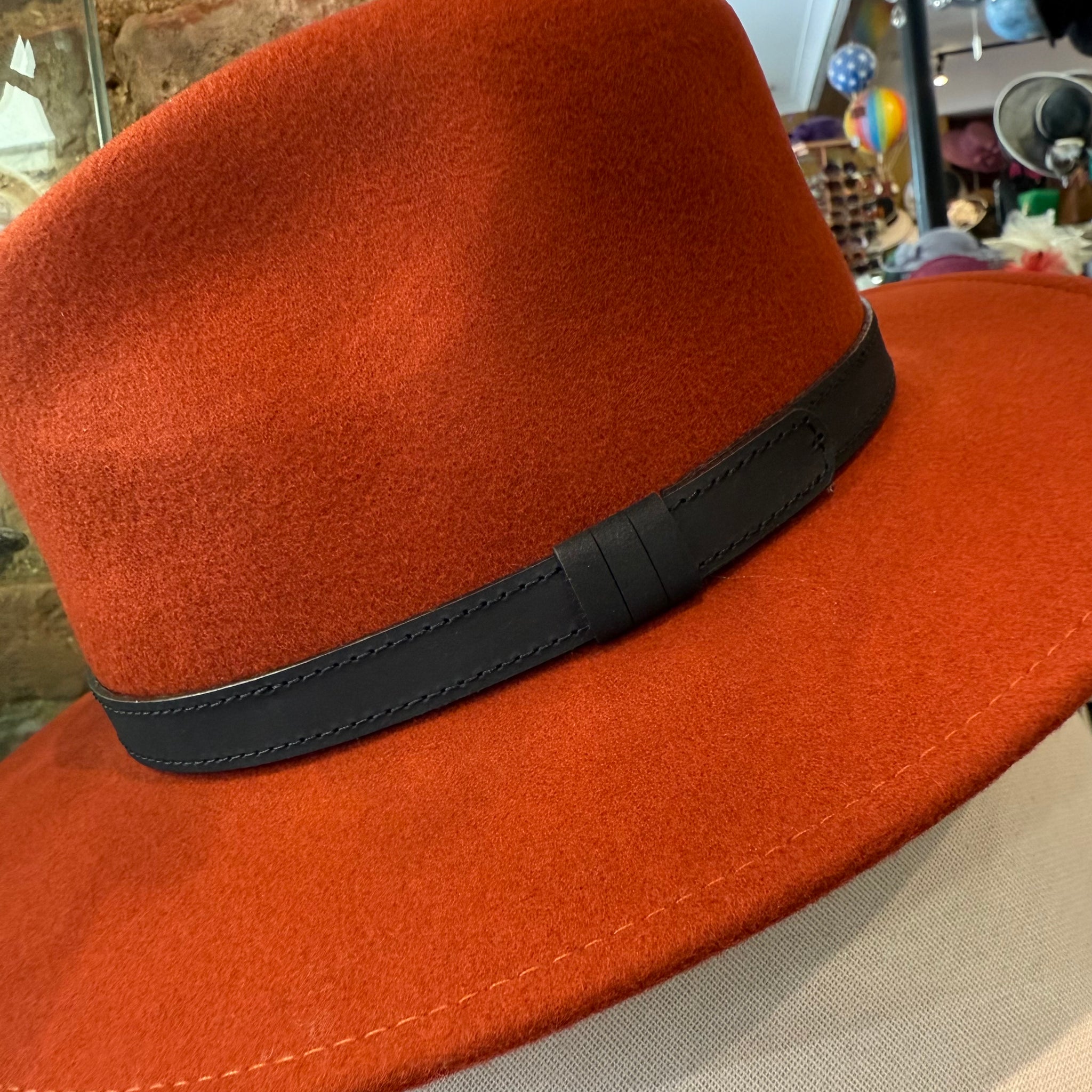 Dark Orange Wool Fedora Hat