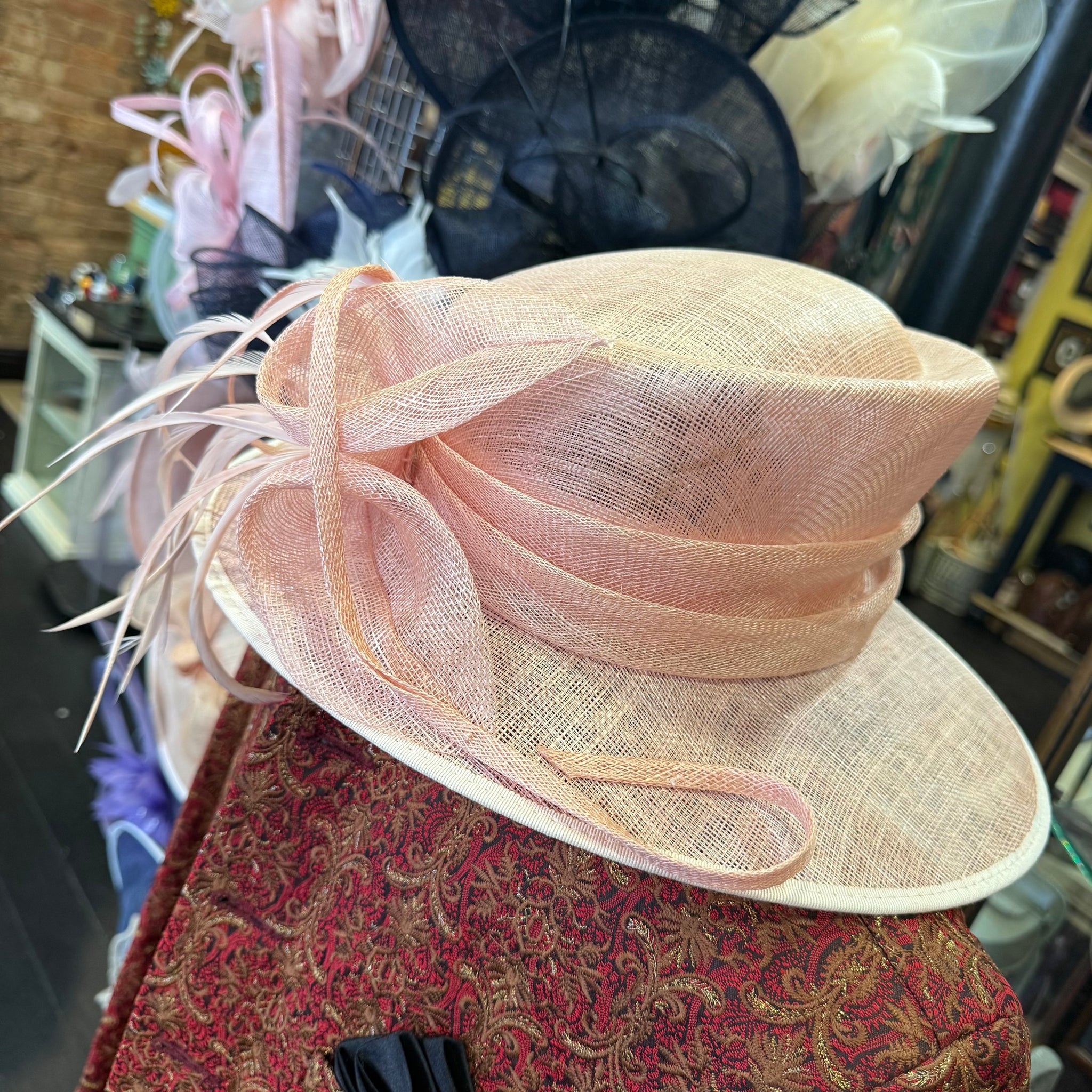 Peach Large Brim Sinamay Hat