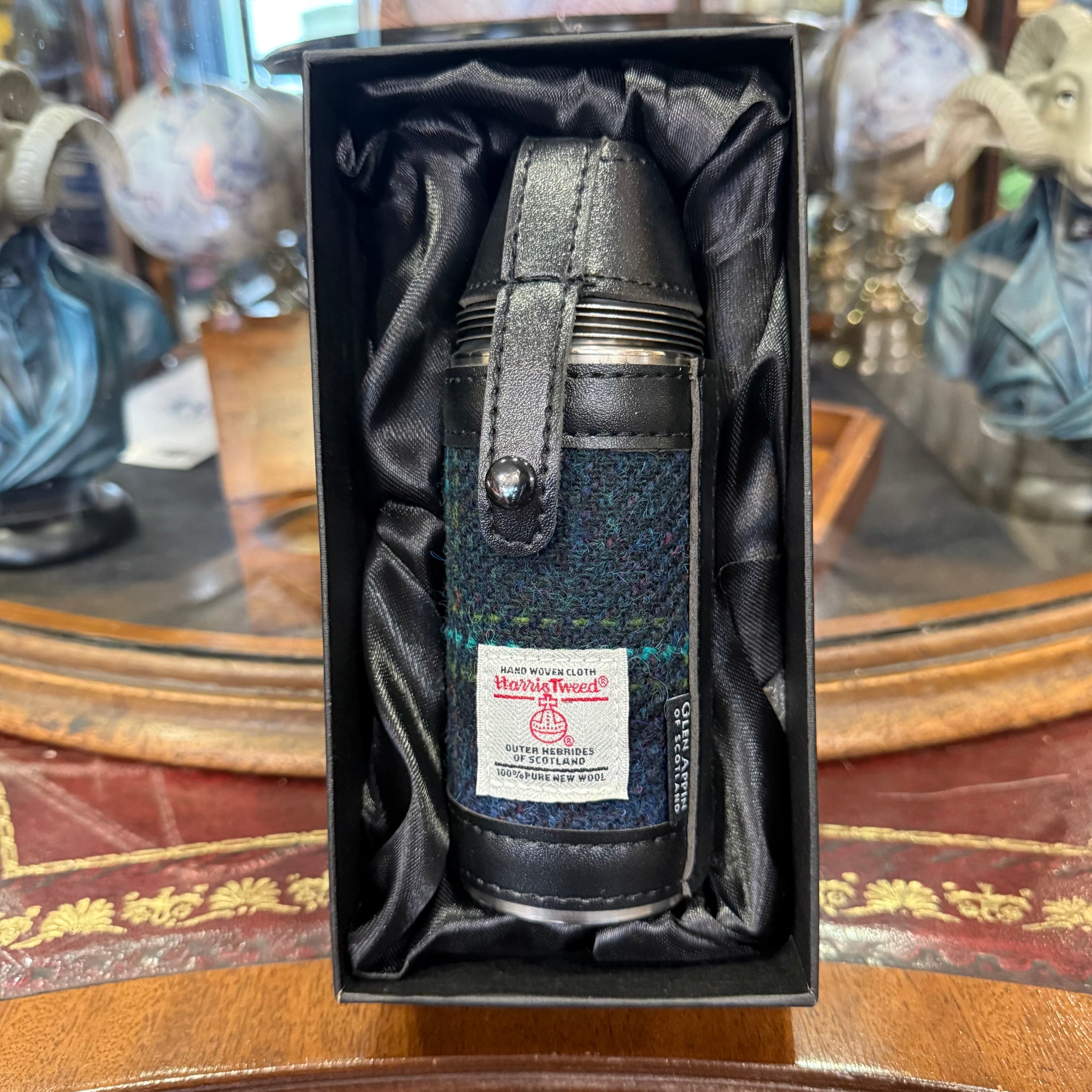 Harris Tweed Drinks Flask With Four Cups